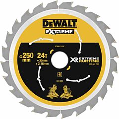 DeWalt cirkelzaagblad extreme runtime czb 250x30mm 24T